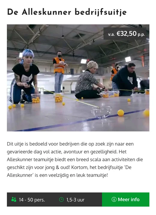 bedrijfsuitje alleskunner