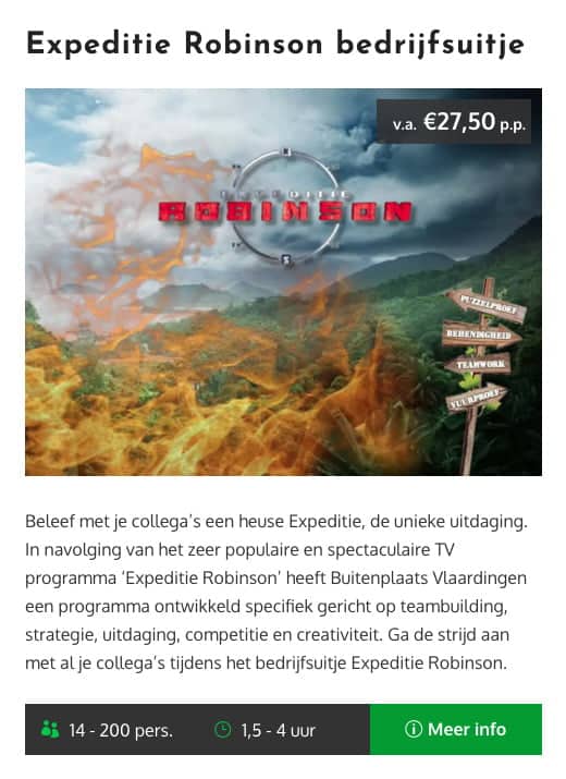 bedrijfsuitje expeditie robinson
