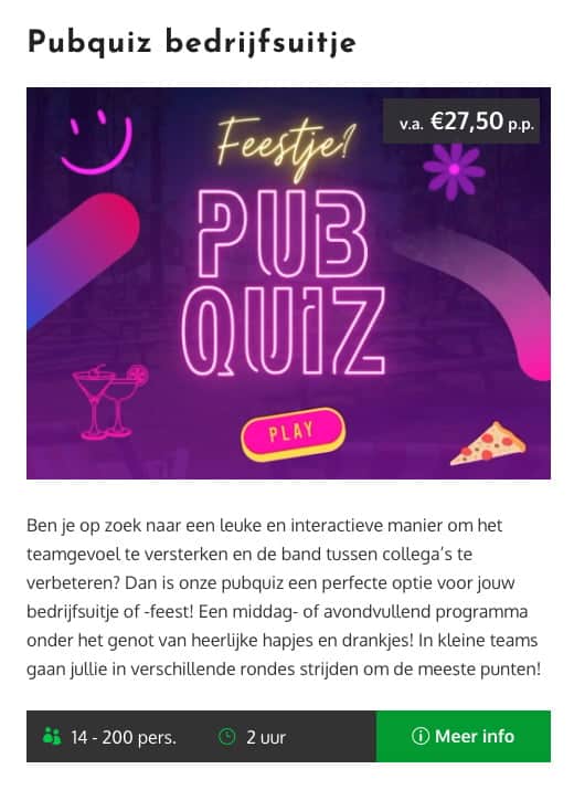 bedrijfsuitje pubquiz